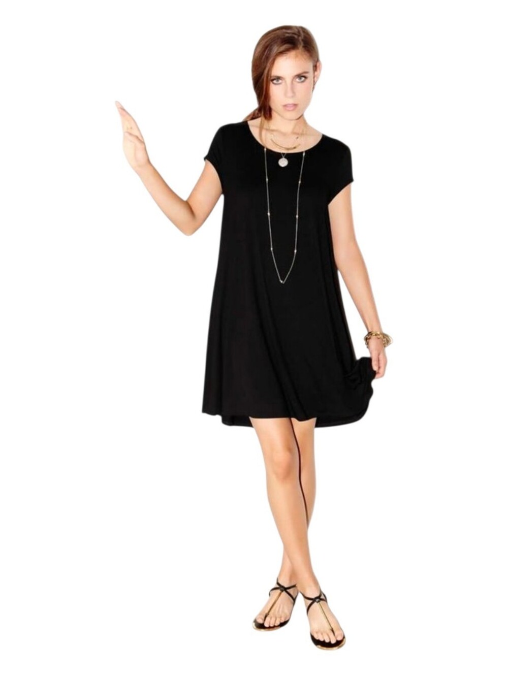TMG Black Cap Sleeve Trapeze Dress Size Womens' Small (Relaxed Swing Fit) NWOT